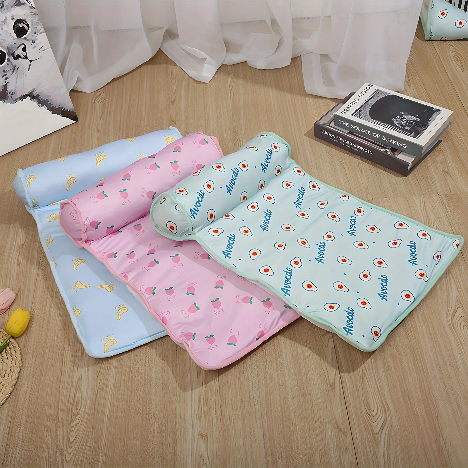 Estera refrescante para mascotas con almohada, antideslizante, cómoda cama para perros y gatos para todos los tamaños, ideal para uso interior/exterior, estera refrescante para mascotas