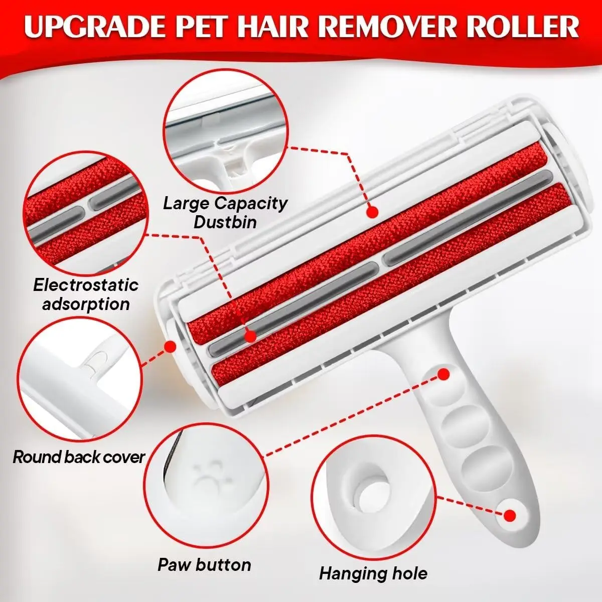 Removedor de pelo de mascotas de alta calidad, rodillo de pelusa lavable para pelo de mascotas en muebles, sofá, ropa, reutilización, herramienta de eliminación portátil - imagen 5