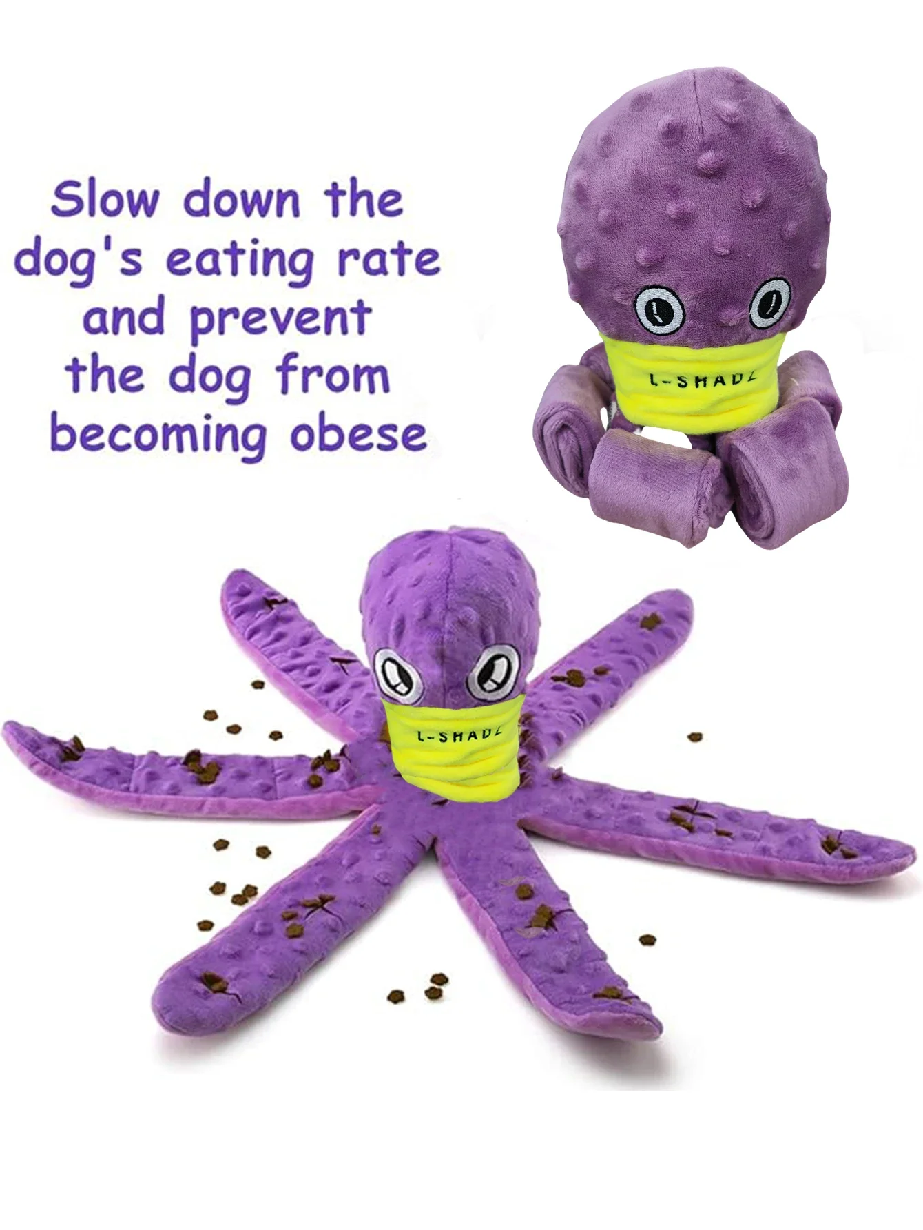 Juguete de peluche para perro, rompecabezas de pulpo, juguete interactivo para masticar, juego de alimentación lenta para cachorros - imagen 5