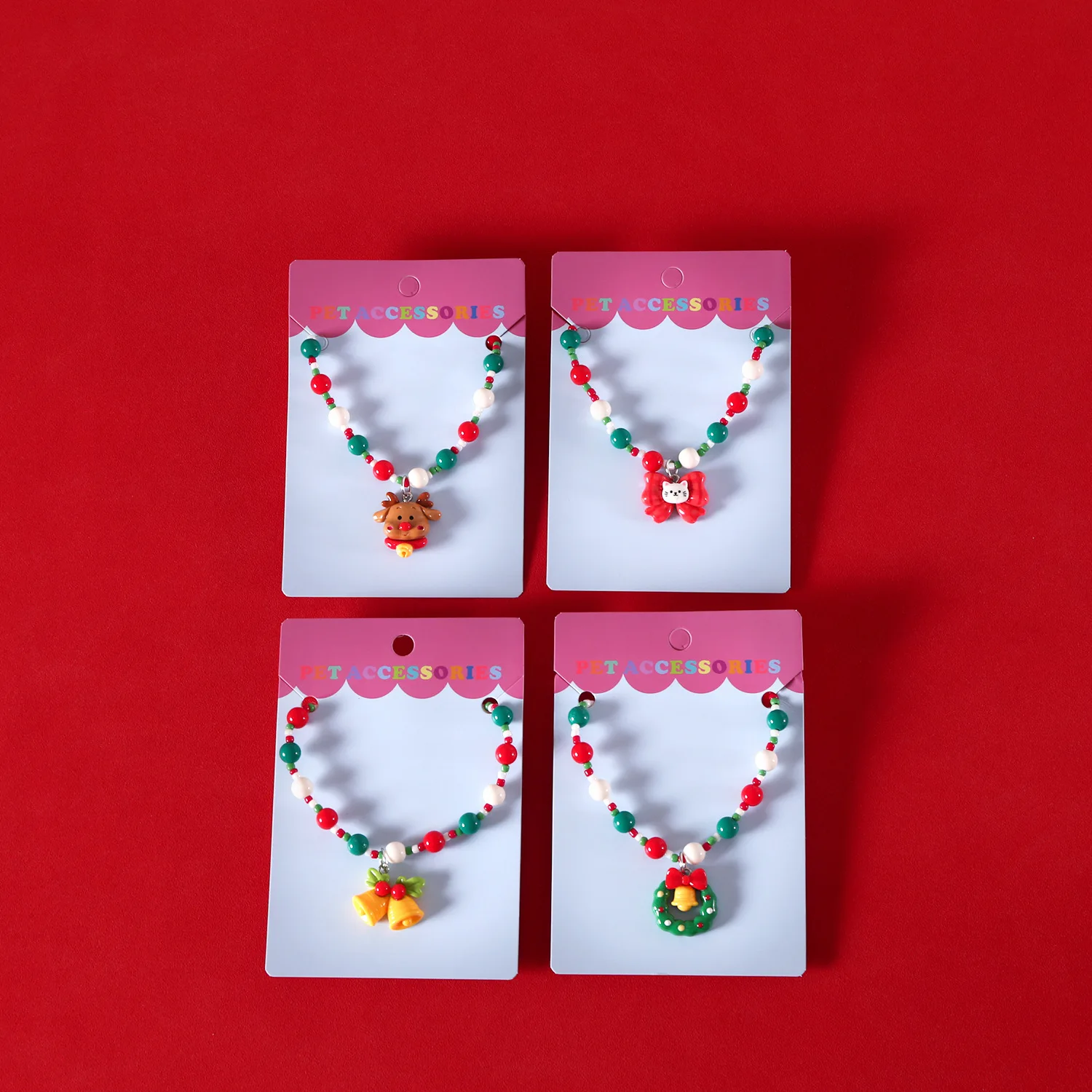 Collar de Navidad para mascotas, colgante de corona navideña con lazo de reno, Collar para gato y perro, accesorios para perros pequeños - imagen 3