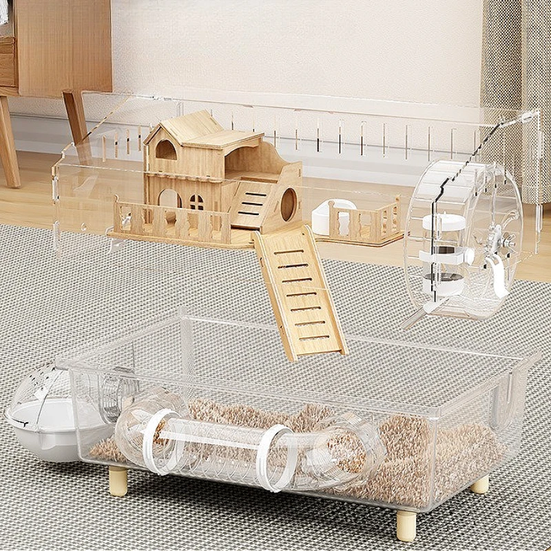 Jaula para hámster de lujo, jaulas transparentes para hámster, acrílico, gran alimentación y agua, accesorios para hámsteres, casas y hábitats escondidos - imagen 5