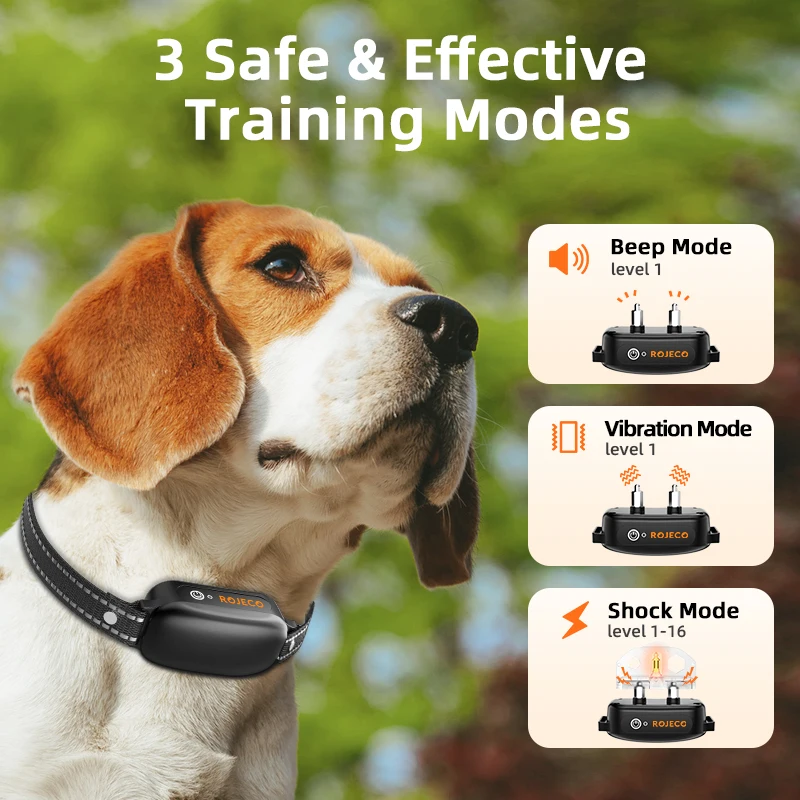 Robeco-Collar eléctrico de entrenamiento para perros, vibrador Digital recargable con Control remoto, resistente al agua IPX7, para mascotas, con descarga y parada de ladridos - imagen 2