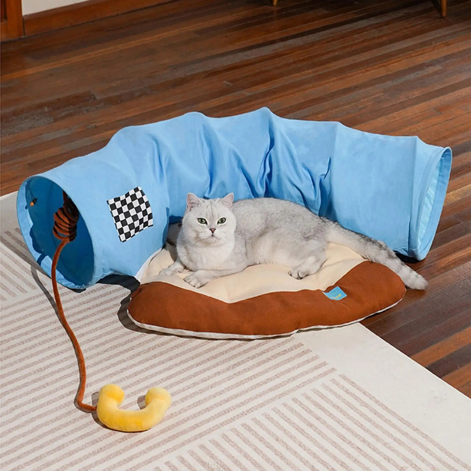 Cat Tunnel Bed Foldable with Removable Washable Mat for Outdoor Bunny Cats
