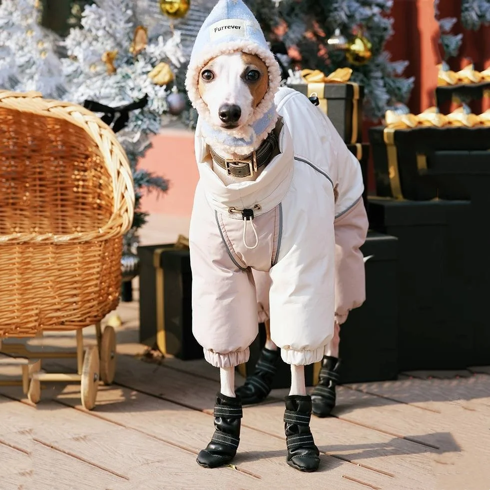 Zapatos elegantes y cálidos de lana negra para galgo italiano, botas de cuero PU con protección suave para los pies para invierno, suministros de moda Whippet - imagen 4