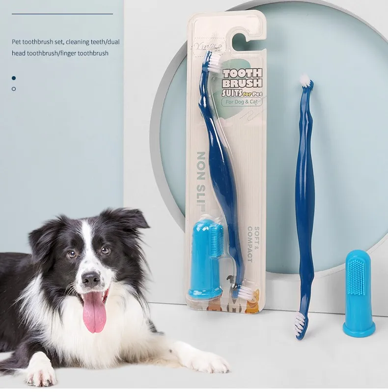Cepillo dental doble cabezal para mascotas