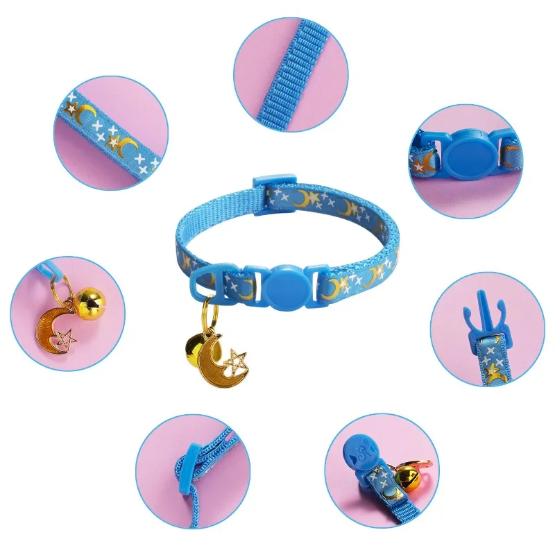 Collar de seguridad personalizado para gatos, collares para cachorros y gatitos con etiqueta de nombre de identificación de campana, accesorios para collares con estampado de nailon para gatos y mascotas - imagen 2