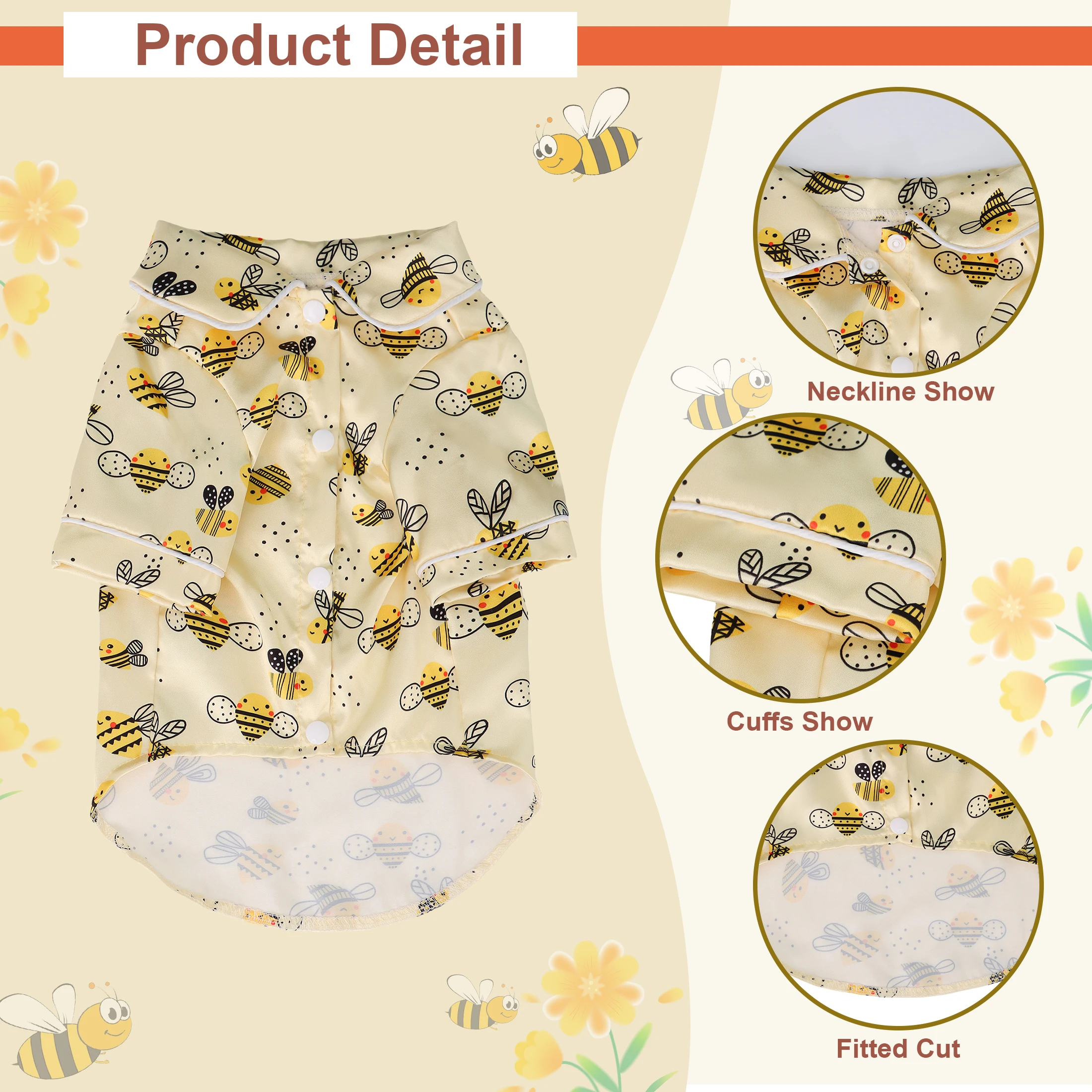 Camiseta para perros y mascotas, ropa bonita y adorable con estampado de leopardo, abeja y vaca, ropa ligera y acogedora para el hogar, ropa para mascotas