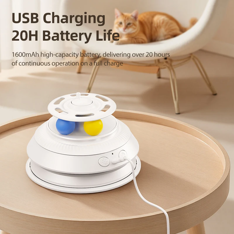 ของเล่นแมวอัจฉริยะ ROJECO ของเล่นแมวแบบซ่อนแอบและหาซ่อนพร้อมขนนกไล่ล่า ผีเสื้อกระพือ ลูกบอลติดตาม ของเล่นล่อแมว - imagen 4