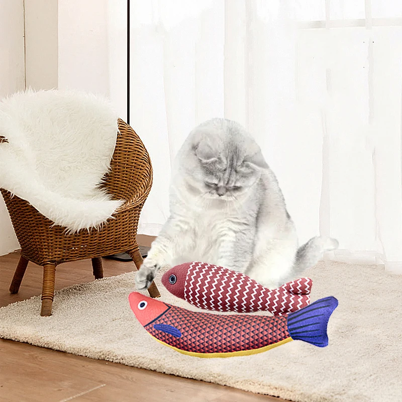 Juguete para gatos de simulación de arpillera, pez, juguete para moler dientes de gato, palo para gato, resistente al desgaste, juguetes de autoejercicio resistentes a mordeduras - imagen 5