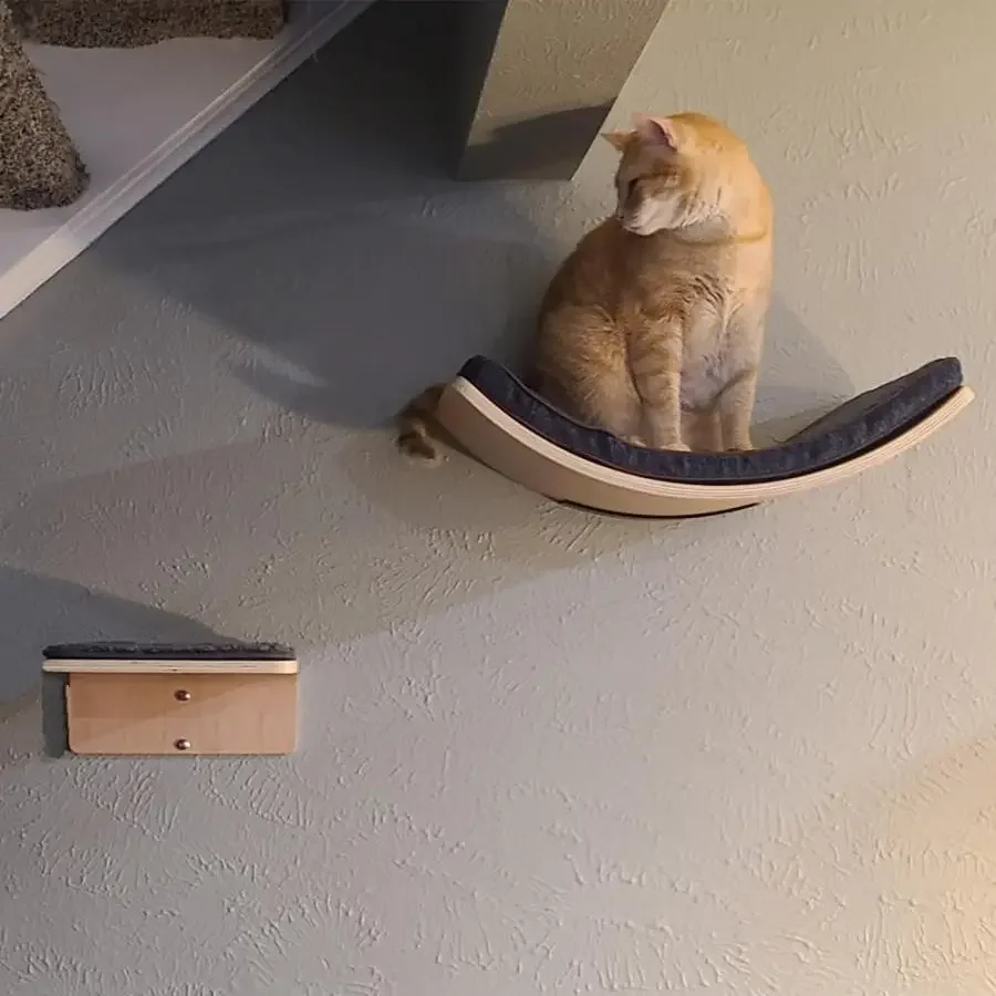 Plataforma de salto con almohadilla suave montada en la pared con múltiples formas Plataforma de salto de fieltro Adecuado para muebles de patio de juegos de gatitos - imagen 2