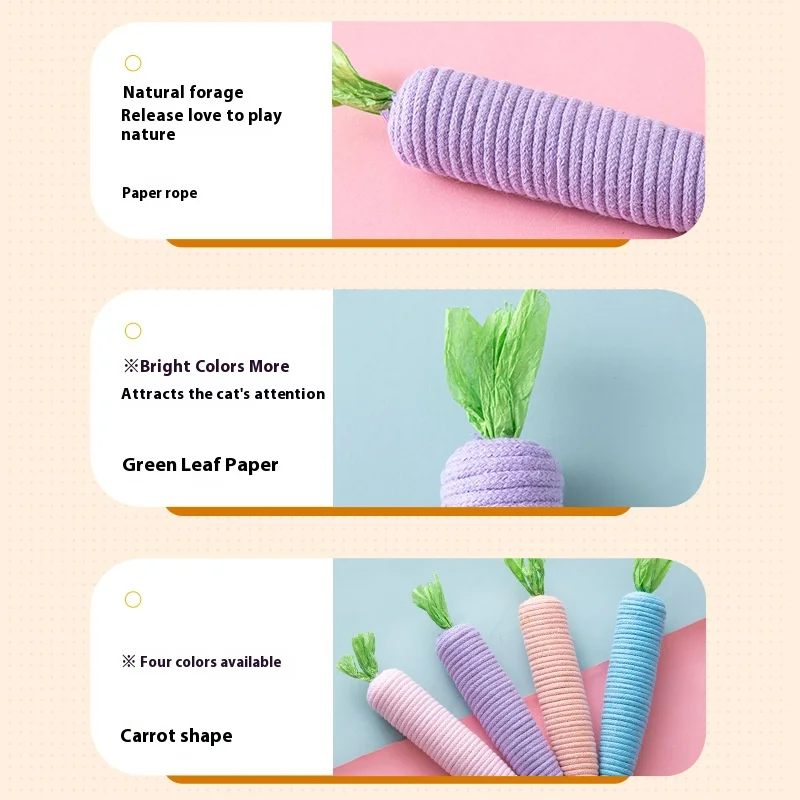 Lindo juguete para gatos con zanahoria, entretenimiento, poste rascador a prueba de masticar con varita teaser de campana para juegos interactivos - imagen 3