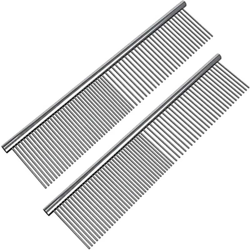 Peines de acero para mascotas, herramienta para quitar piel mate, peine para desmatting de mascotas con dientes redondeados para Golden Retriever persa - imagen 2