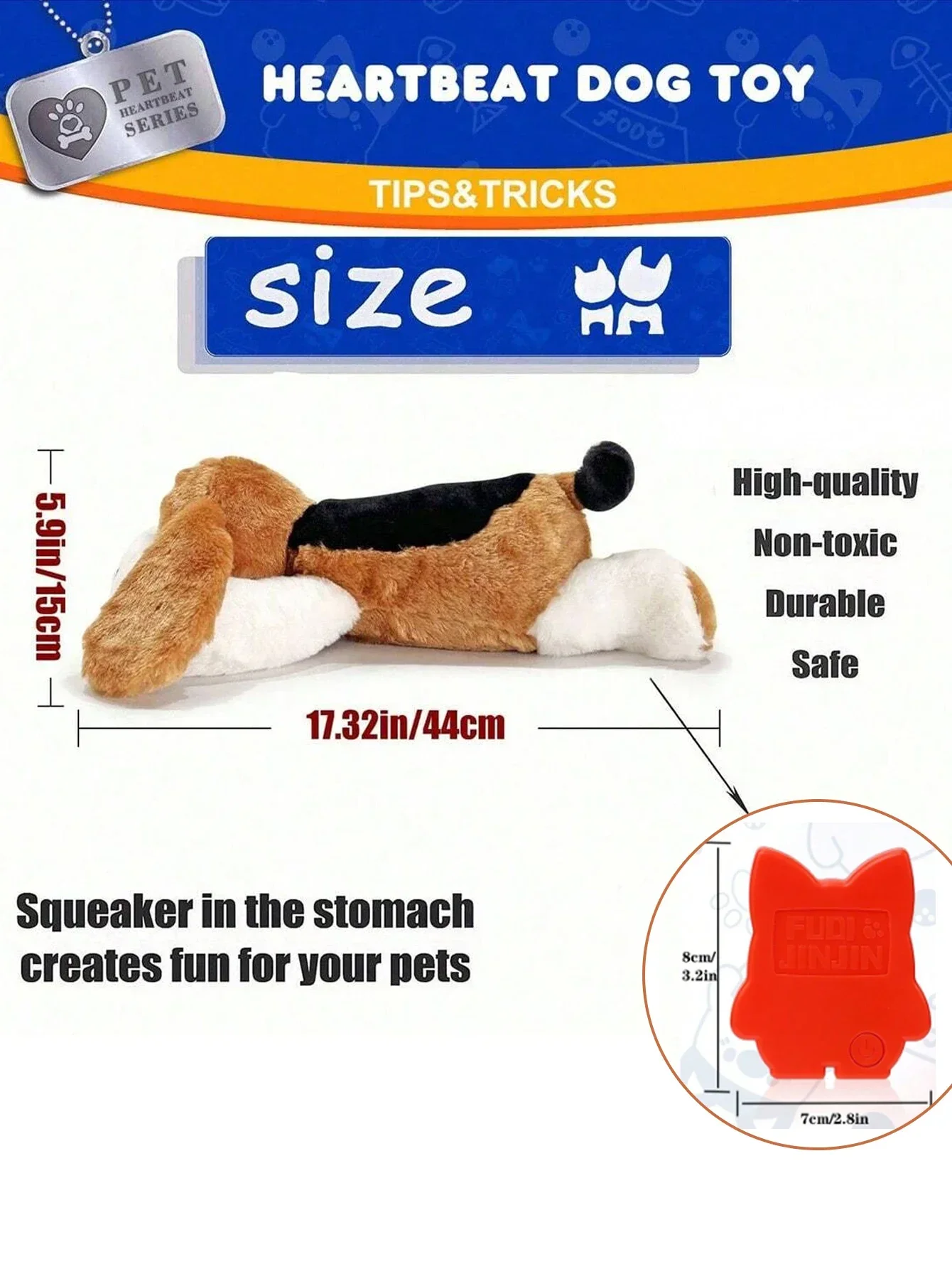 PETFULED Puppy Heartbeat ของเล่นสุนัขขนาดใหญ่ Heartbeat ของเล่นสําหรับบรรเทาความเครียดและ Soothing Assistance, sleep Aid Crate Kennel Tra - imagen 2