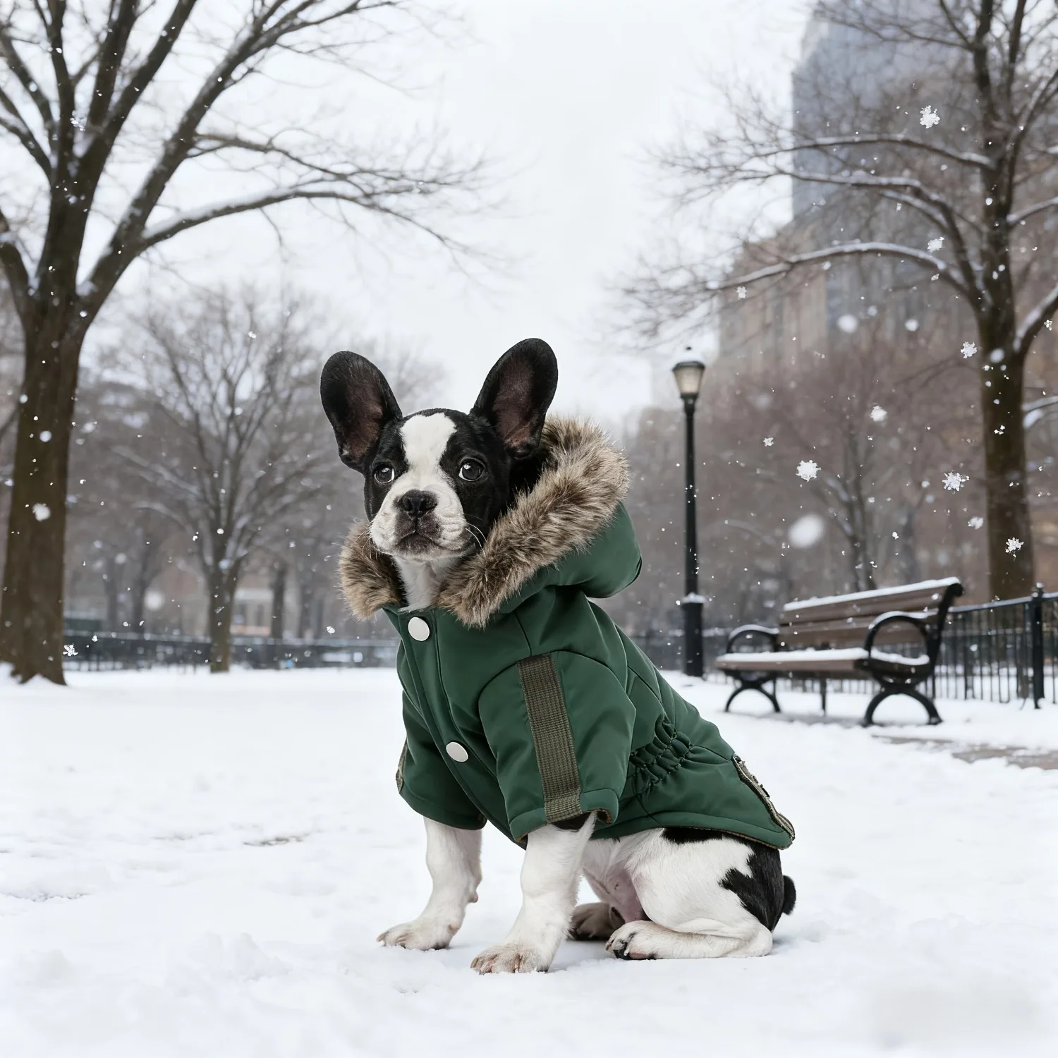 Abrigo de invierno con capucha para perros con correa reflectante, chaqueta cálida a prueba de viento para mascotas con forro de franela, capucha de piel sintética y bolsillo para perros pequeños - imagen 4