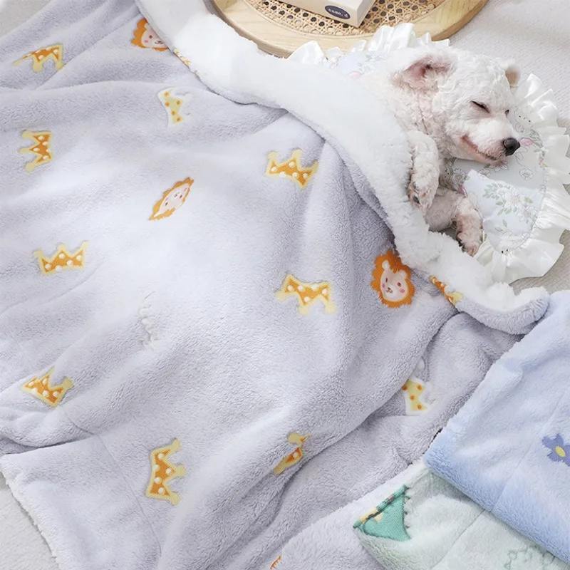 Inverno quente macio cobertor do cão gatinho filhote de cachorro ninho velo esteira para proteção cama interior lavável gato bonito impressão cobertor suprimentos para animais de estimação - imagen 4