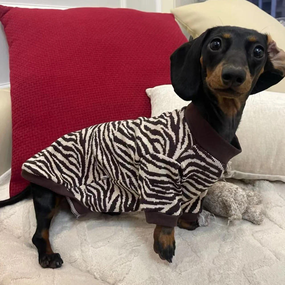 Ropa para perros Wiener, suéter cálido de leopardo para perros salchicha, abrigo suave de manga larga de invierno para perros tejón, disfraces de vacaciones