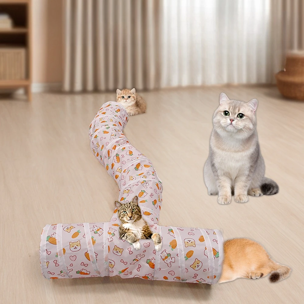 Túnel de zanahoria para gatos, suministros para mascotas, T S Pass, túnel de juego, túnel plegable para gatos, juguetes para gatos, barril de taladro transpirable para papel fuerte para interiores - imagen 3