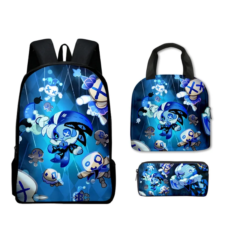 3 uds Cookie Run: Kingdom Shadow Milk Cookie bolso escolar dibujos animados Anime estudiante lápiz bolsa de almuerzo regalo de cumpleaños para niñas niños - imagen 5