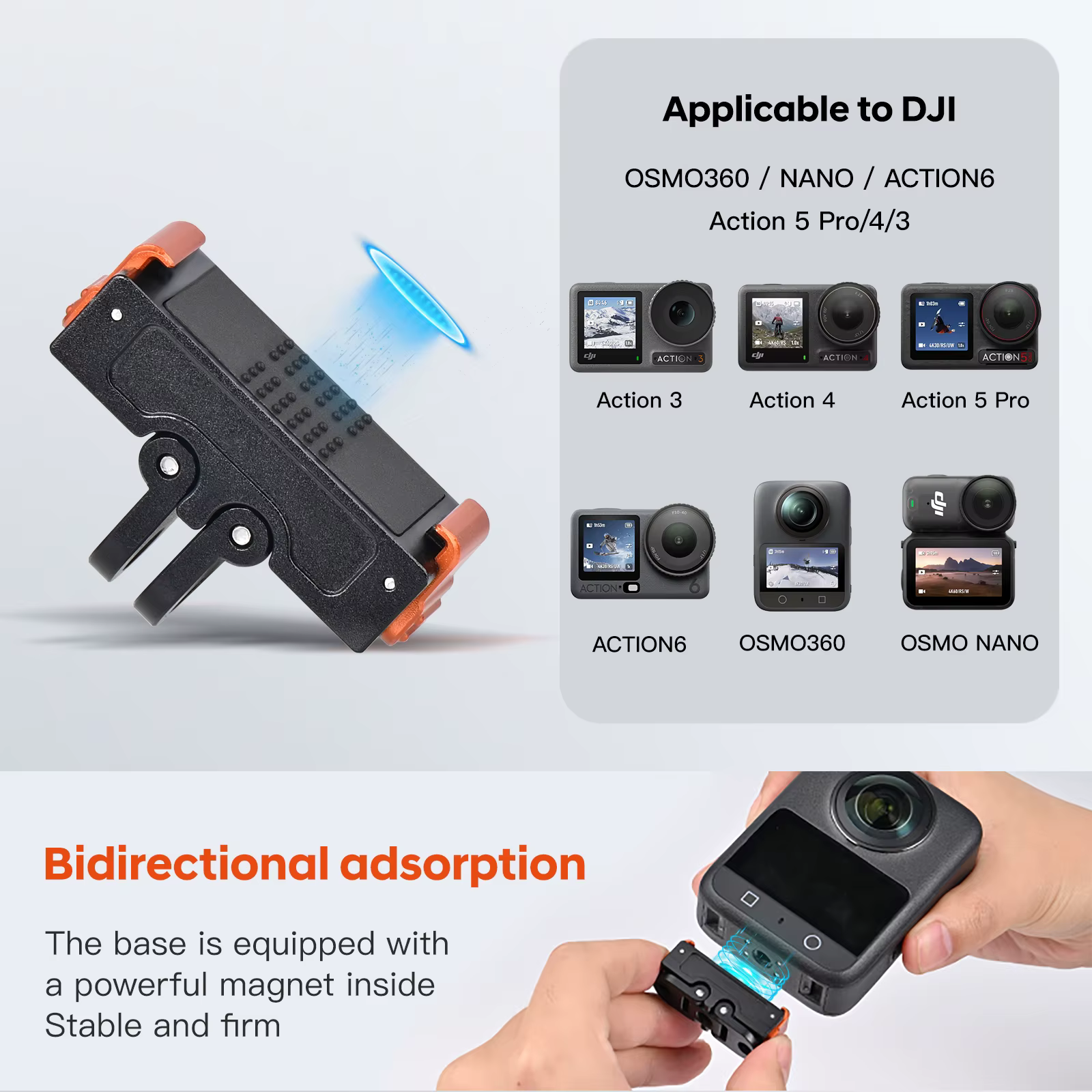 Adaptador magnético liberación rápida para DJI Osmo Action 4 y 5 Pro - imagen 2