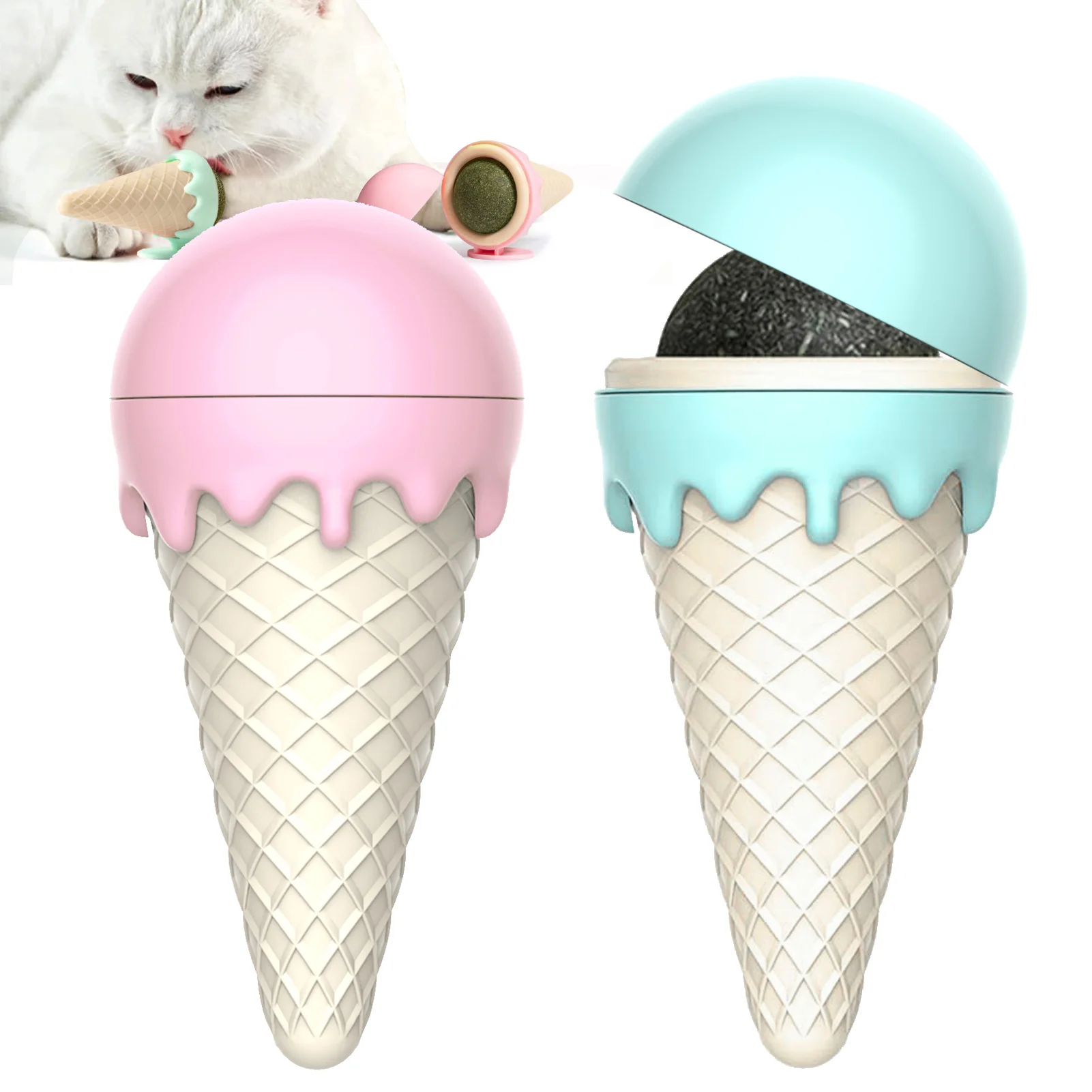 Bolas de hierba gatera, divertidos juguetes para masticar Dental lickable para gatitos, limpieza interactiva de dientes, gatos pequeños y medianos, suministros multicolores para mascotas