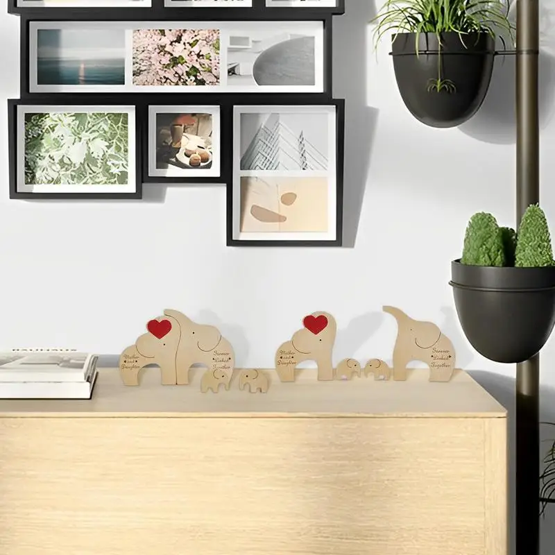 Escultura de adorno de mesa de elefante de madera, estatuilla artesanal de elefante familiar, modelo de tallado de escritorio para amantes de las mascotas, hogar - imagen 4