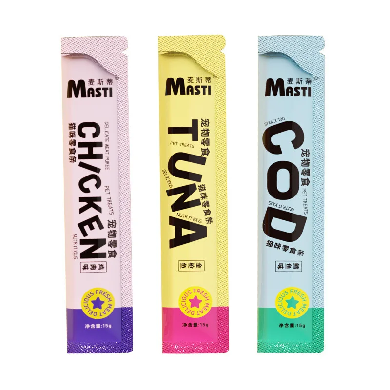 Snacks para gatos y gatitos, tiras frescas para pollo, atún, bacalao, comida húmeda, nutrición e hidratación, aperitivos para gatos - imagen 5