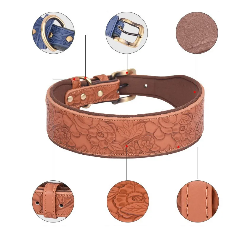 Collar de cuero PU con acolchado de algodón