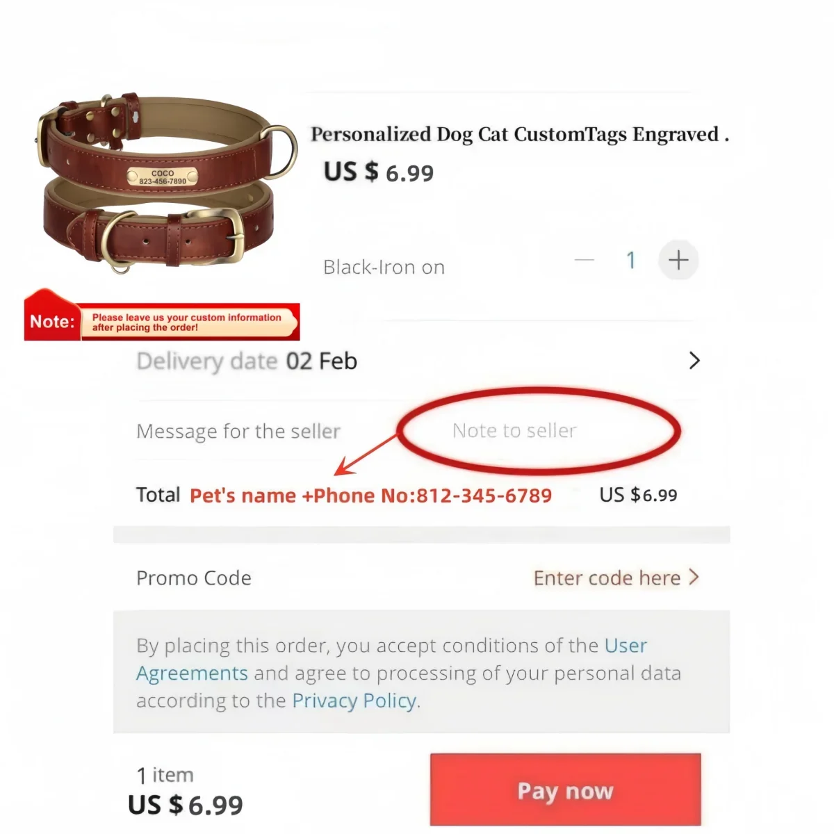 Correa de cuero personalizada para perro, Collar de cuero acolchado suave para perros pequeños, medianos y grandes, Pug con placa de identificación grabada gratis - imagen 4