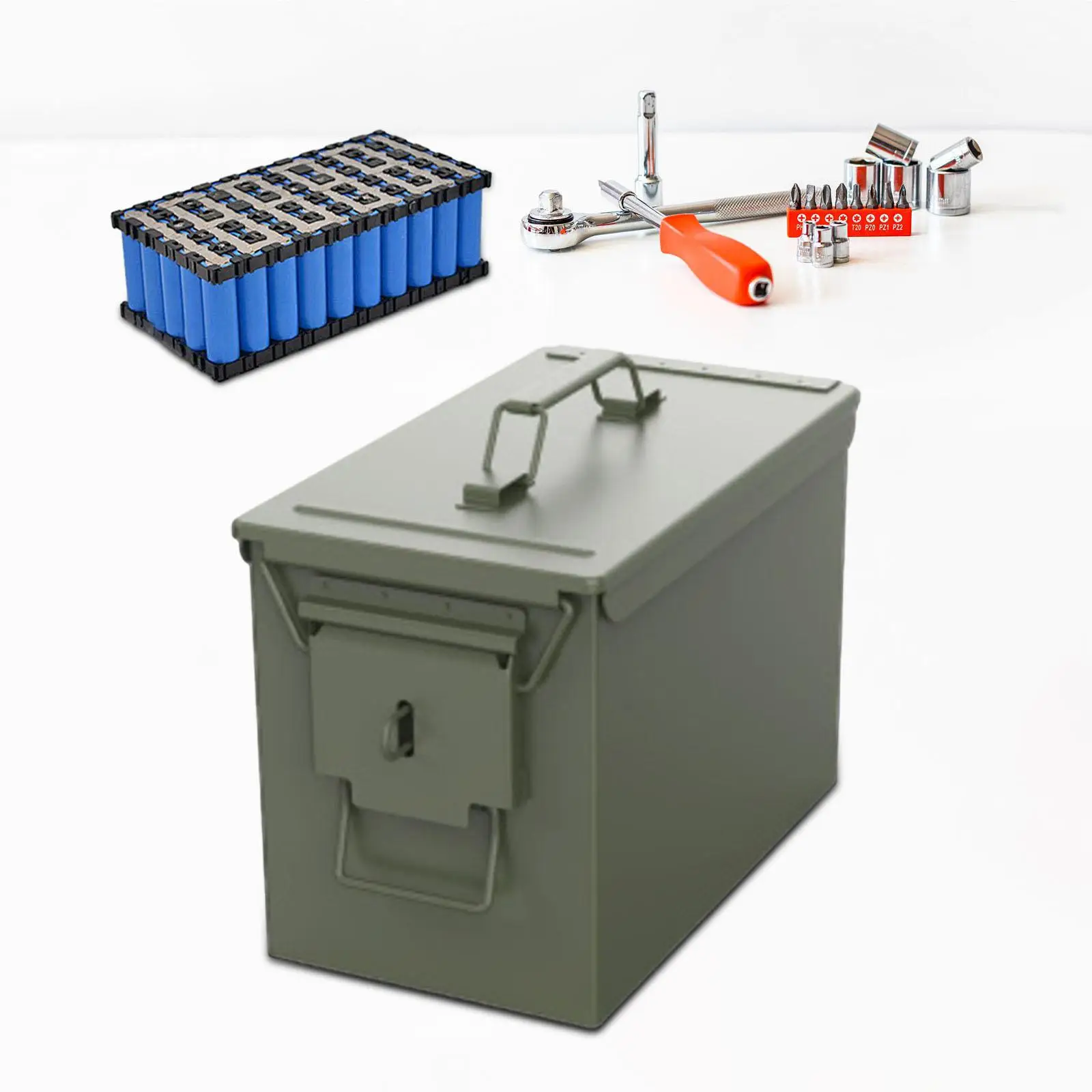 Portable Tool Box Heavy Duty Carrier Container Steel Hard Case Multipurpose for Equipment Tools Home Repairs Components Travel