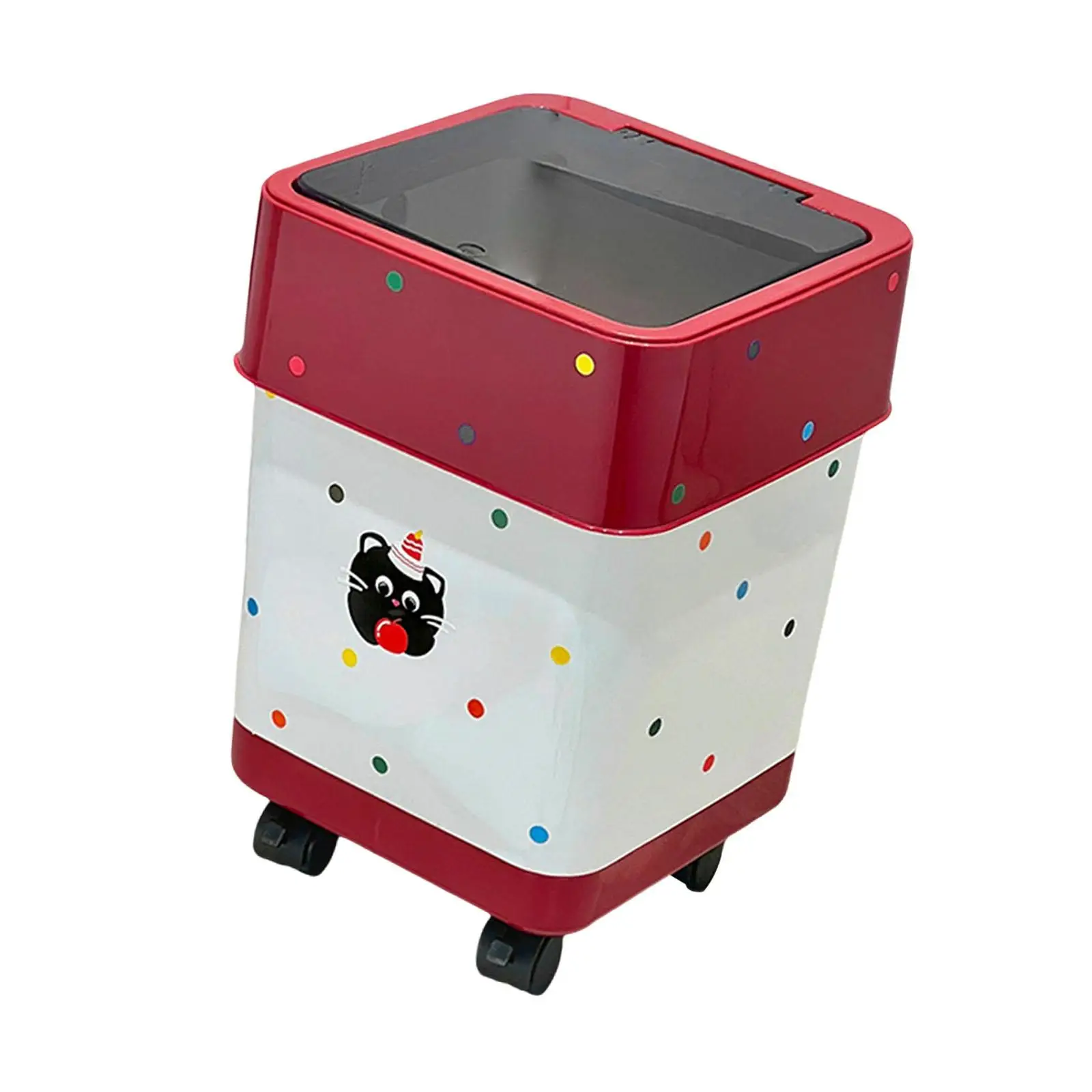 Cubo de basura con ruedas, cubo de basura, cesta de basura bonita y resistente, cubo de basura rodante con ruedas para sala de estar, baño, habitación de niños - imagen 3