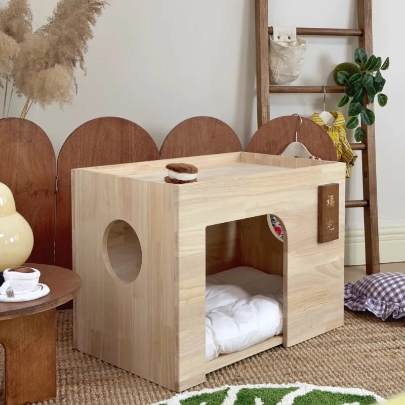 Nido de interior para mascotas, muebles de madera duraderos para mascotas, suministros para salón, cama con cojín, productos de decoración para el hogar para perros y gatos, accesorios - imagen 5