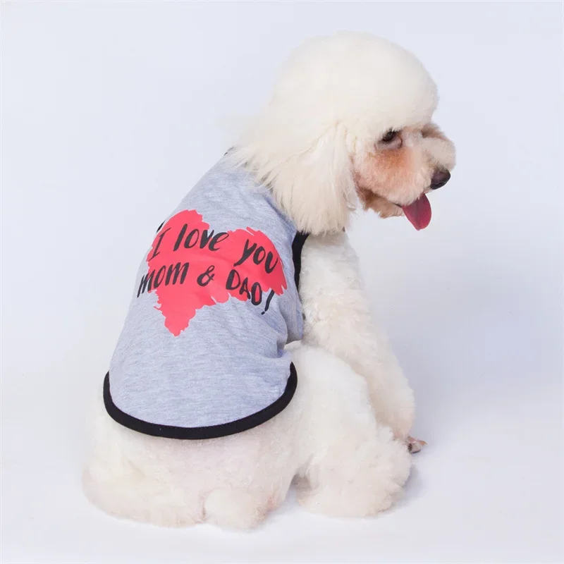 Chaleco sin mangas con estampado de corazón amoroso para mascotas, ropa de verano para perros pequeños, Pomerania, Shih Tzu, Pug, camisa de fondo para mascotas - imagen 5