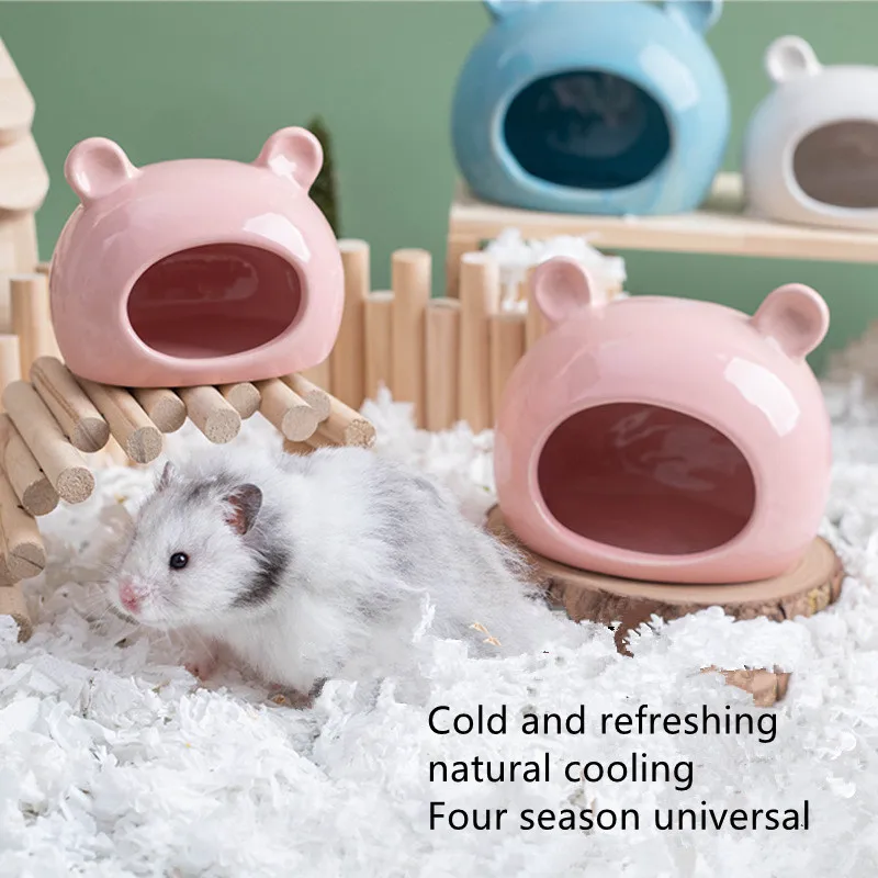 Esconderijo de animales pequeños, Chinchilla de cerámica, Mini cabana, jaula de cueva, accesorios para hámsteres enanos, gerbils y casa de hámster erizo - imagen 2