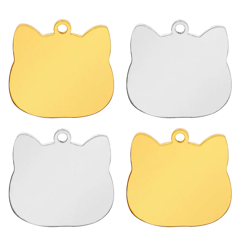 Etiquetas de identificación de acero inoxidable de alta calidad para perro, Collar COLGANTE para gato, joyería con espejo, accesorios para Collar de Mascota, 100 Uds. - imagen 2