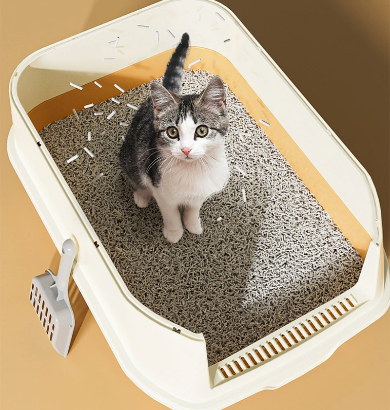 Caja de arena para gatos totalmente cerrada, cajón grande de gran tamaño, desodorante de entrada superior y lavabo antisalpicaduras, inodoro para mascotas - imagen 4