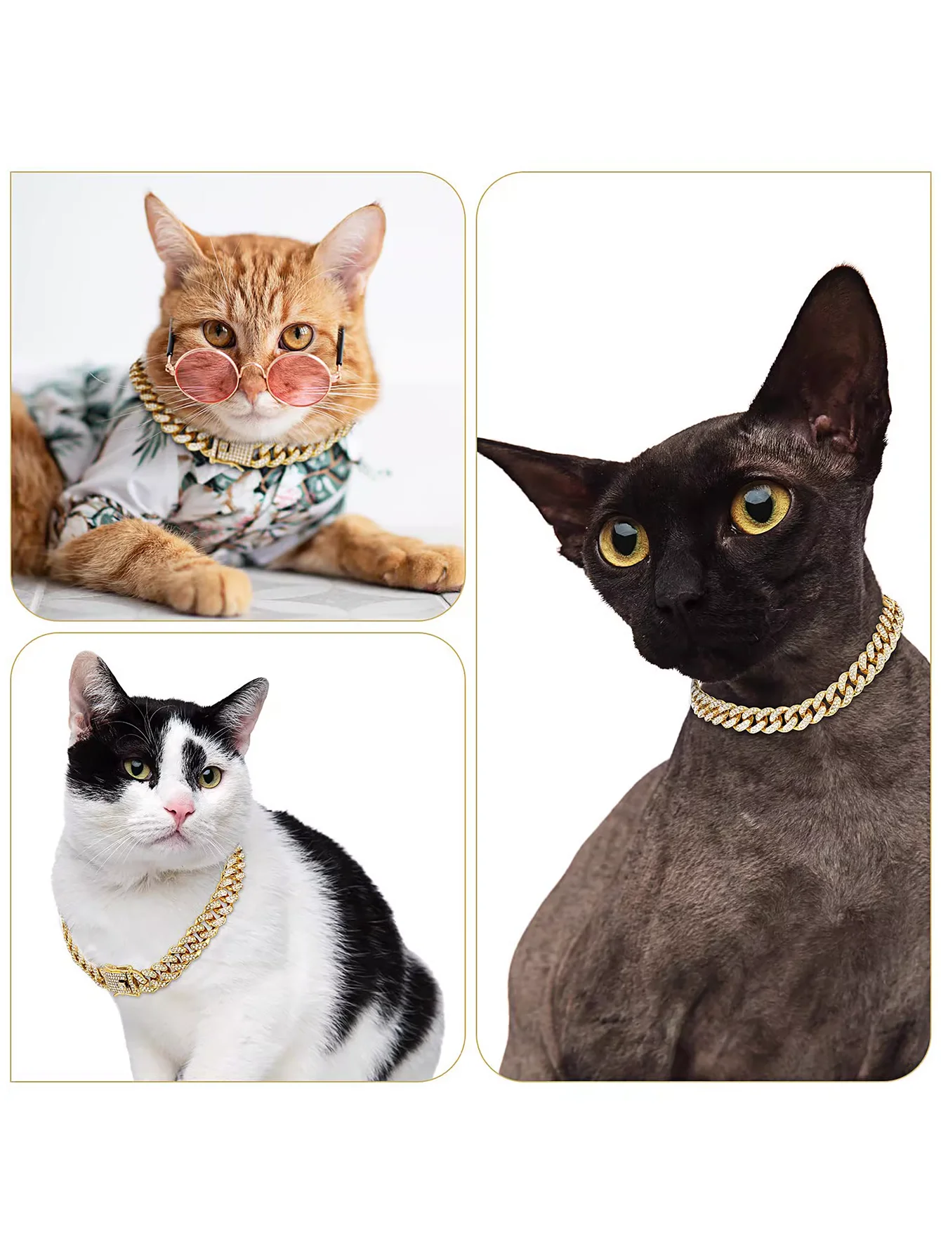 Collar de perro con tachuelas de diamantes con cadena de metal y diseño de hebilla de seguridad, collar de perro estilo punk personalizado, hip-hop - imagen 2