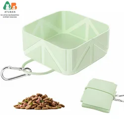 ATUBAN Cuenco plegable de silicona para perros con mosquetón, comida portátil para mascotas de viaje y plato de agua para caminar, acampar, pliegues al tamaño de llave