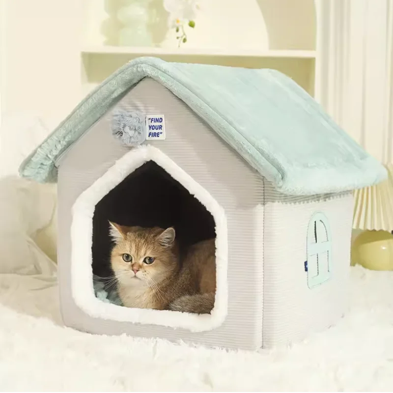 HOOPET-Casa plegable para gatos, perrera extraíble, esterilla para dormir, nido cálido de invierno, tiendas de campaña, cueva para cachorros y gatitos, suministros para mascotas - imagen 5