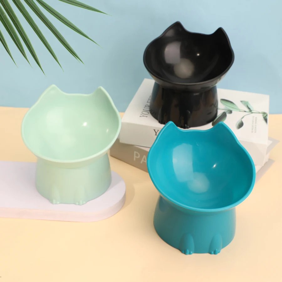 Comedero elevado antivuelco para gatos con borde inclinado estable - imagen 4