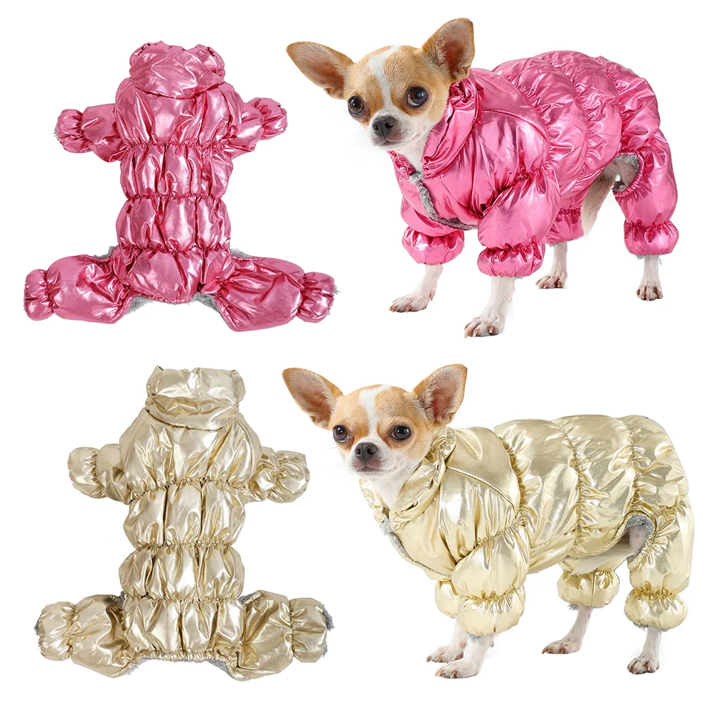 Mono grueso de lana para perros, ropa cálida para mascotas para perros pequeños y medianos, trajes impermeables para exteriores para cachorros y Chihuahua