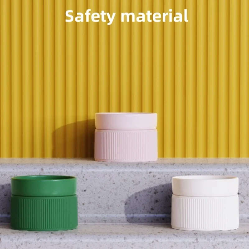 Cuenco de cerámica para perros y gatos, bebedero alimentador para cachorros, soporte elevado, cuencos blancos y rosas dobles para gatos, perros y gatitos, agua de alimentación - imagen 3