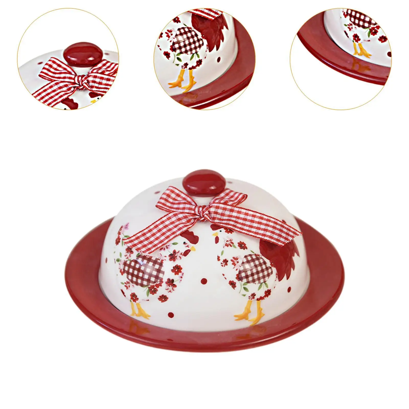 Dessert Tray Porcelain Plate Tableware Creative Utility Decorative Snack Cake Plate Red Floral Chicken Bowl for Hotel Home