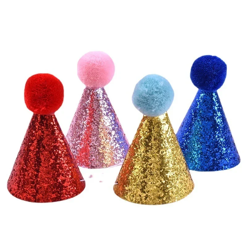 Lindas gorras de cumpleaños para mascotas con lazo, disfraz de gato y perro, sombreros de lentejuelas, sombrero de fiesta de Navidad, accesorios de decoración para mascotas - imagen 4