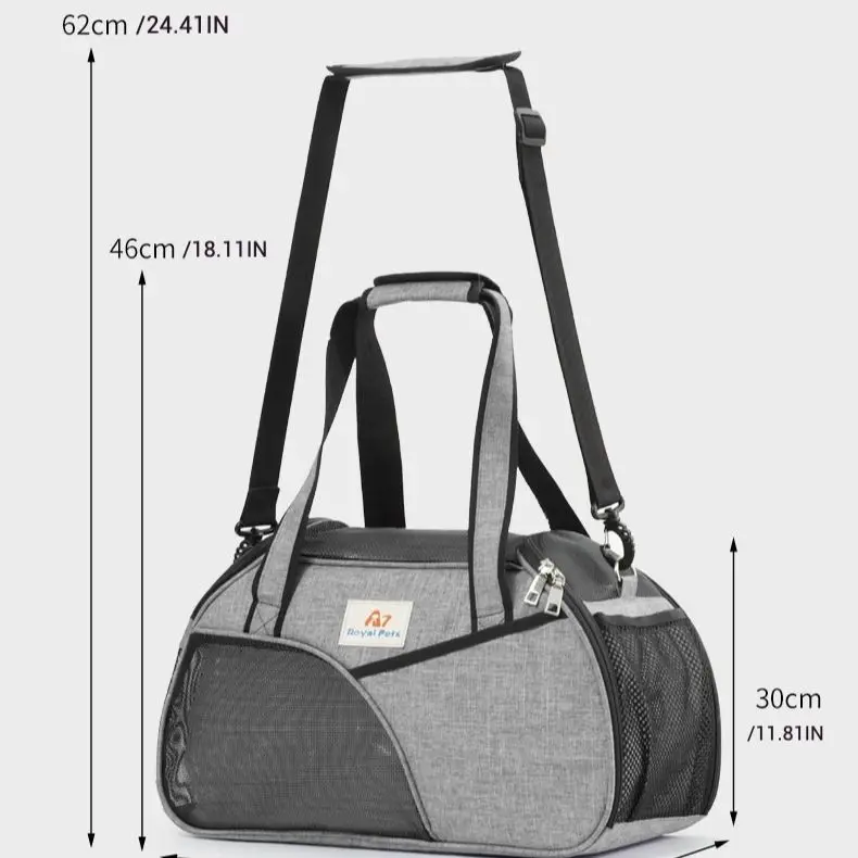 Bolso portátil de hombro y mano para mascotas, portador de viaje plegable, malla transpirable espaciosa, tela Oxford duradera, cómodo para gatos - imagen 4