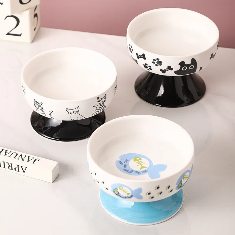 Cuenco negro para gatos, cuenco para beber para gatos, alimentador de comida para cachorros, cuencos de cerámica para gatos, cuencos para perros, suministros antigolpes para mascotas