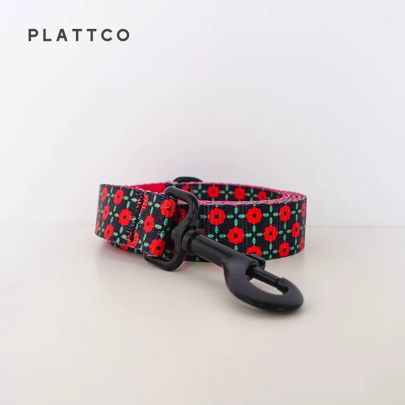 PLATTCO-collar pequeño mediano y grande de plástico negro de alta calidad con Margarita roja, diseño único, hebilla de aleación de zinc, 5 tamaños, PDC303 - imagen 3