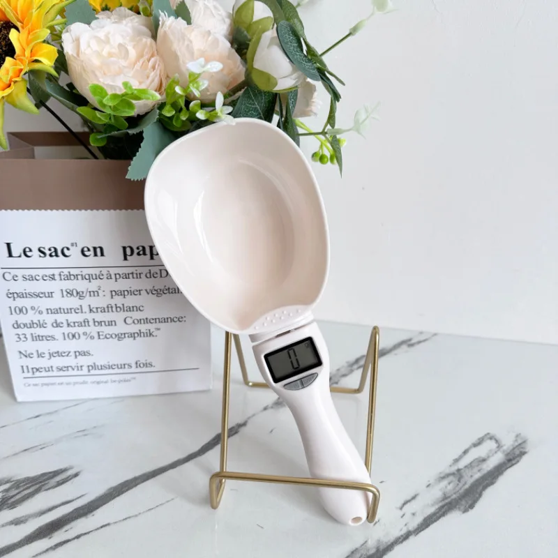 Cuchara medidora de alimentos para mascotas, taza medidora electrónica de comida para perros y gatos, báscula Digital para alimentos con pantalla LED 