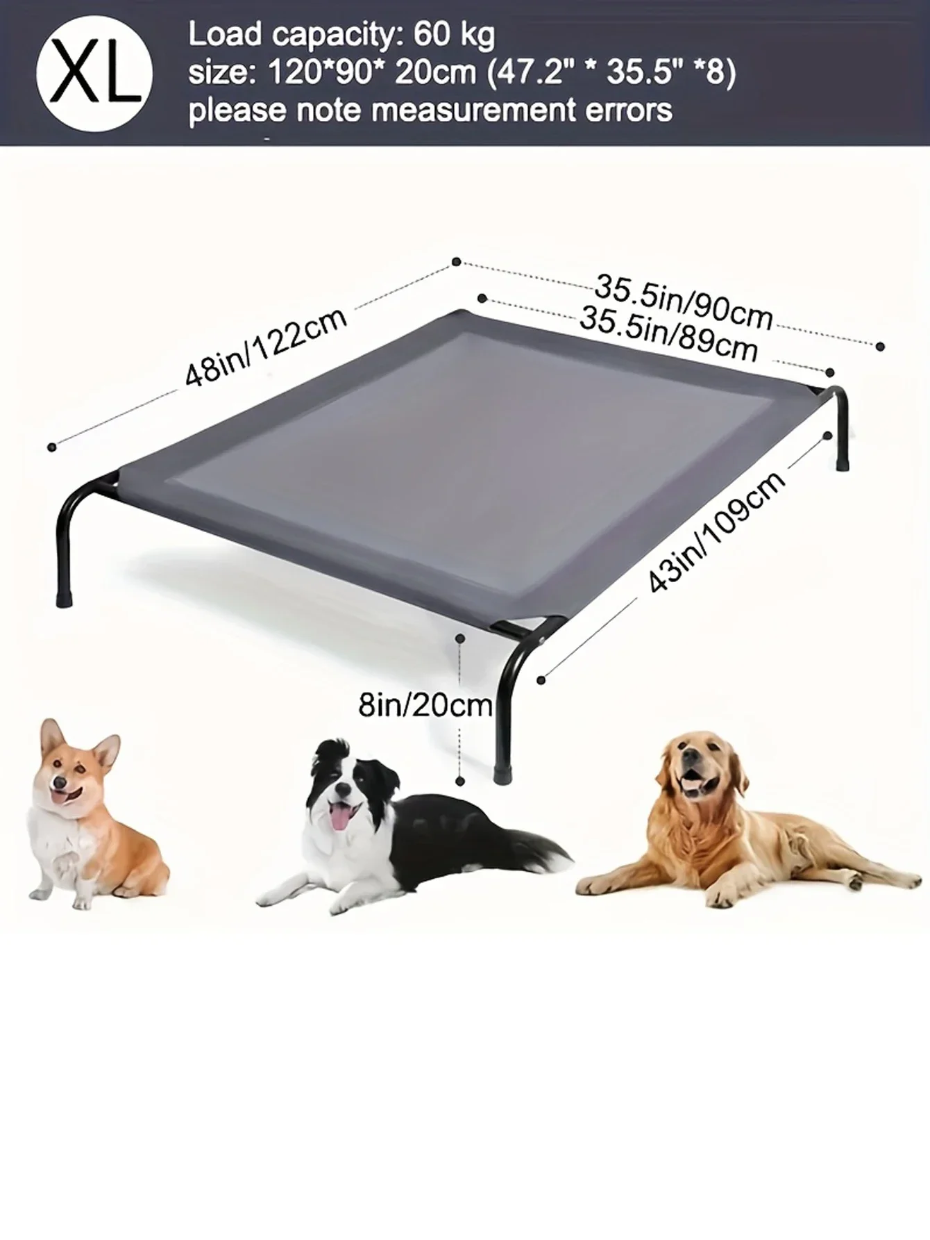 Cama para perros elevada al aire libre de invierno, cama para perros grande, mediana y pequeña, cama para perros portátil para acampar o playa, malla de malla transpirable - imagen 4