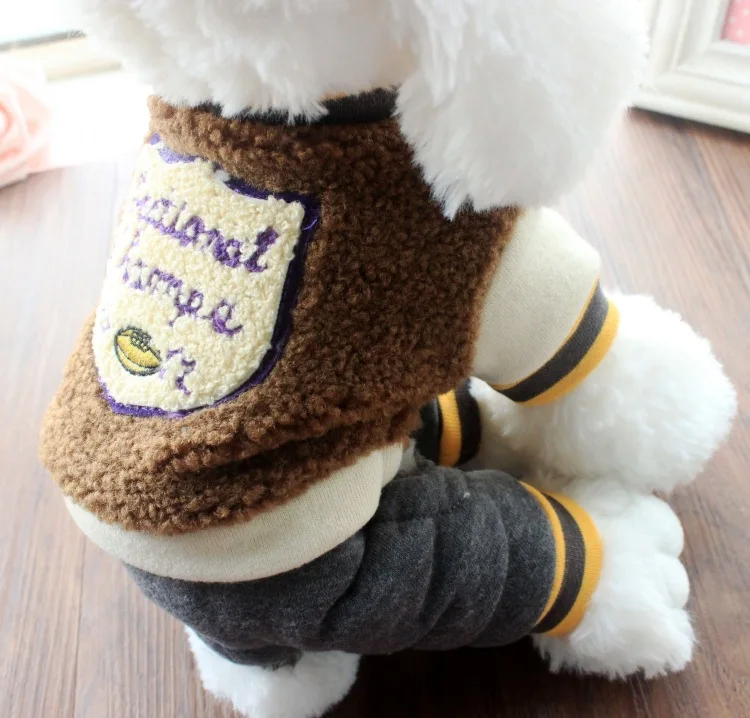 Sudadera con capucha de lana de cordero para mascotas, pantalones de cuatro patas, ropa cálida de felpa para perros pequeños, mono de cuatro patas, ropa de otoño e invierno - imagen 3