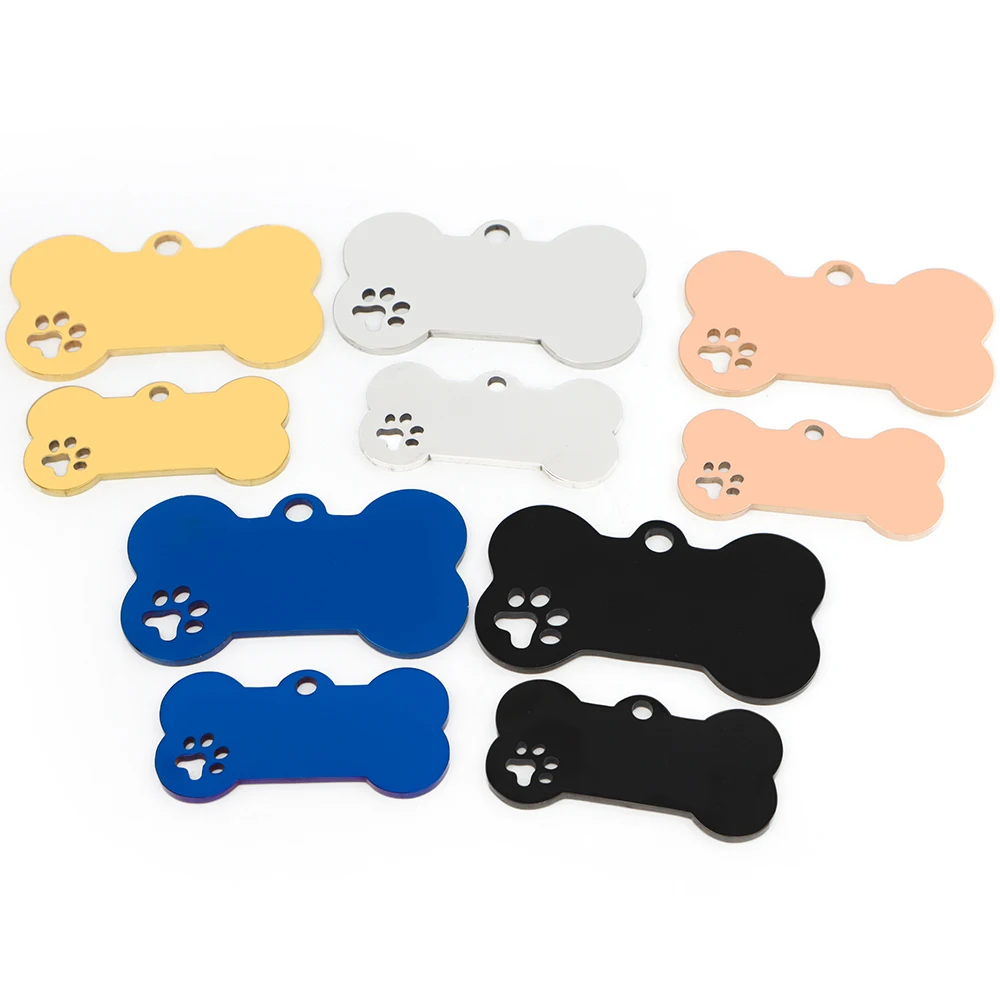 100 Uds. Etiqueta de hueso de perro con forma de acero inoxidable, nombre de identificación grabado personalizado, dirección para cachorro, llavero colgante de Metal antipérdida - imagen 5